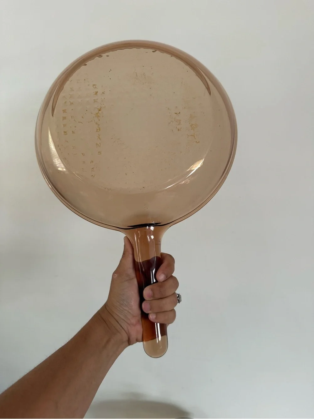 Visions Corning Ware Pyrex 1.5L Large Glass Amber Pot w/ Lid + 7” Waffle Fry Pan